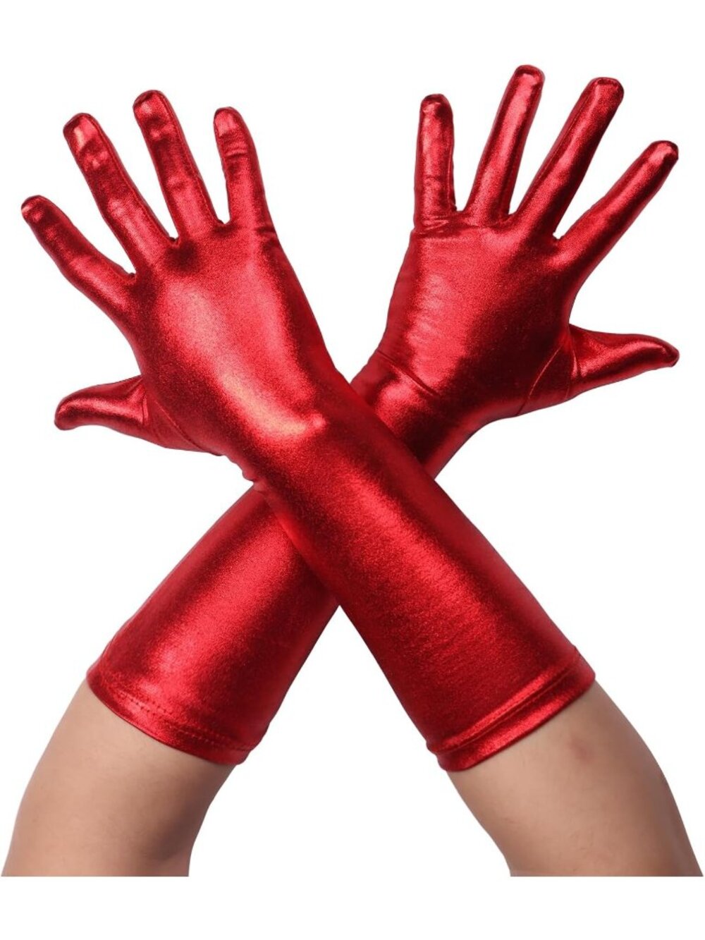 Men's And Women's Red 1920s Flapper Shiny Metallic Spandex Opera Party Gloves